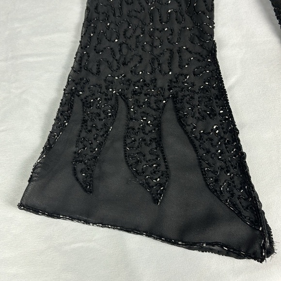 J Kara New York Black Beaded Lined Top with Slitted Sleeves - Picture 13 of 14